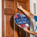 American Classic Stars & Stripes Wood Door Decor, "God Bless America", 18"