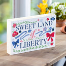 American Classic Red White & Bows Wood Sign Plock,"Sweet Land Of Liberty", 12"x8"