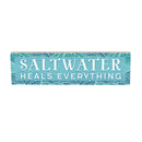 Blue Coastal Make Waves Wood Mantle Sign, "Saltwater Heals Everything", 18"x5"