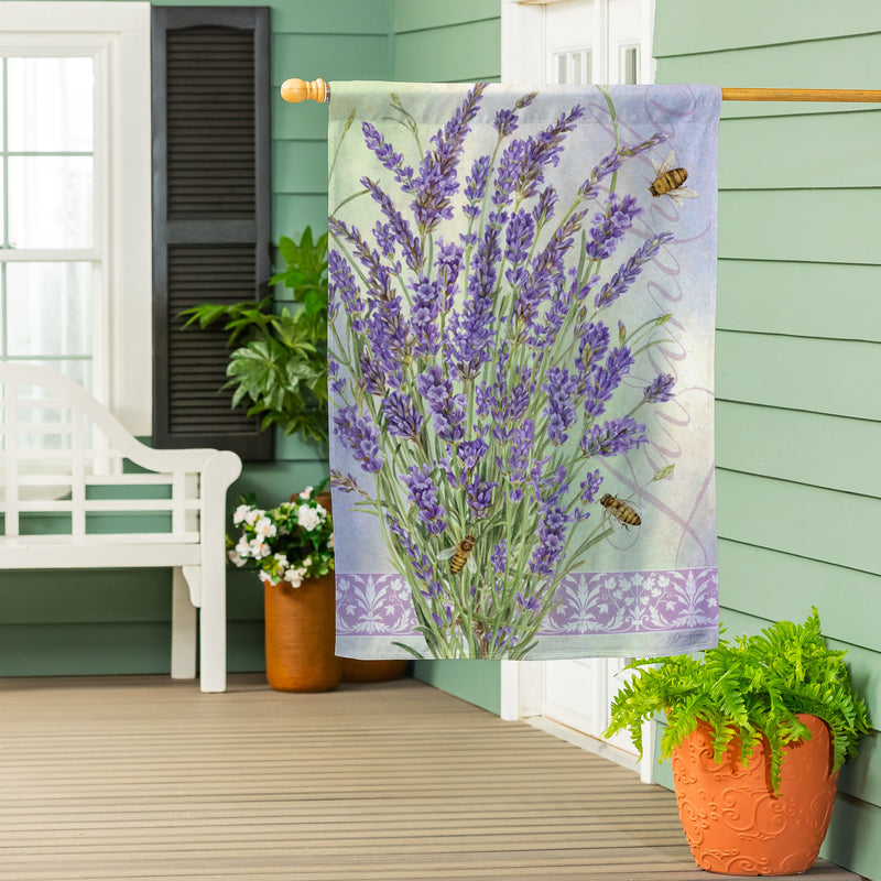 Lavender Bouquet Suede House Flag