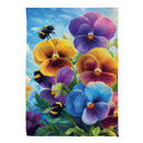 Pansies & Bees Suede House Flag