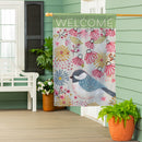 Pastel Doodles Chickadee Suede House Flag