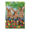 Whimsy Bunny Trio Suede Garden Flag