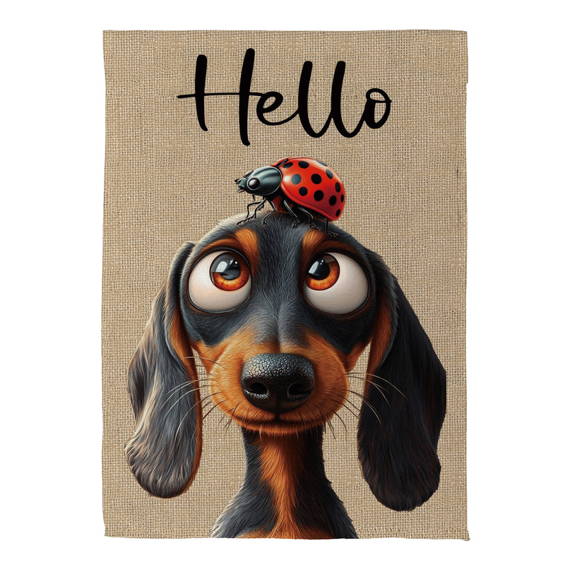Dog & Ladybug Suede Garden Flag