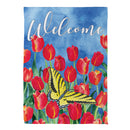Red Tulip Sky Suede House Flag