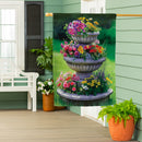 Garden Fountain Suede House Flag