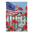 Patriotic Poppies & Bird Suede House Flag