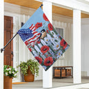 Patriotic Poppies & Bird Suede House Flag