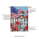 Patriotic Poppies & Bird Suede House Flag
