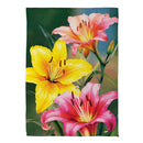 Colorful Daylily Suede House Flag