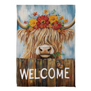 Summer Highland Cow Welcome Suede House Flag