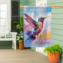 Watercolor Hummingbird Suede House Flag