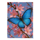 Butterfly and Cherry Blossom Delight Suede House Flag