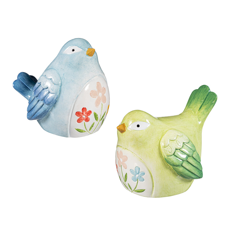 What She Shed Table Decor Ceramic Floral Bird, Asst of 2