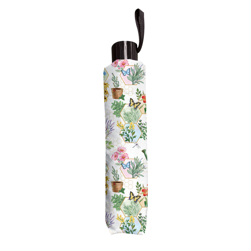 Pollinator Garden Umbrella Manual Compact with Sleeve, Gardening, 38" Canopy x 22.5"H