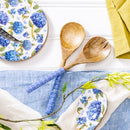 VivaStyle Serving Utensils, Wood Salad Server, Hydrangea, Set of 2