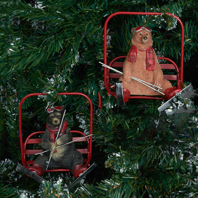Bear Ski Lift Ornaments, A/2