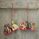 Cats & Dogs Sled Ornaments, A/2