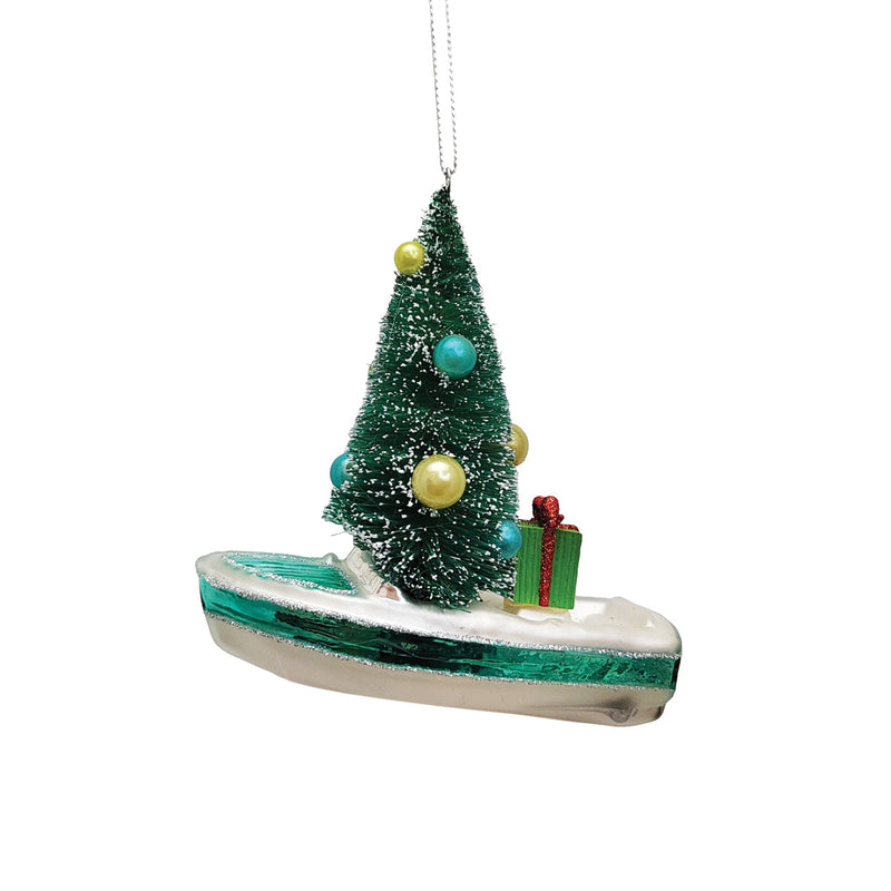 Blown Glass Tree In Boat Orn