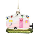 Blown Glass Pink Camper Orn