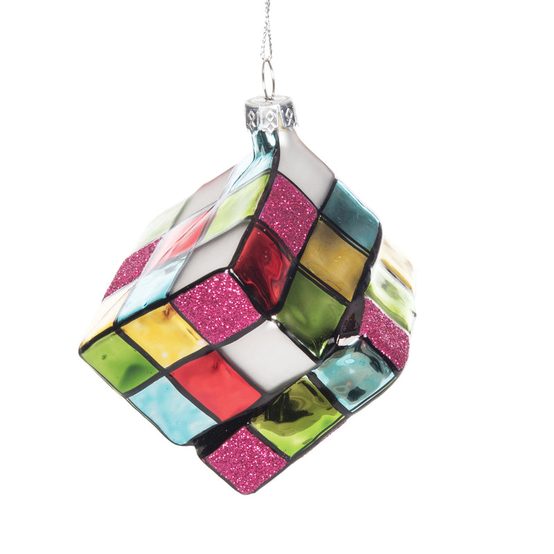Blown Glass Rubik's Cube Orn
