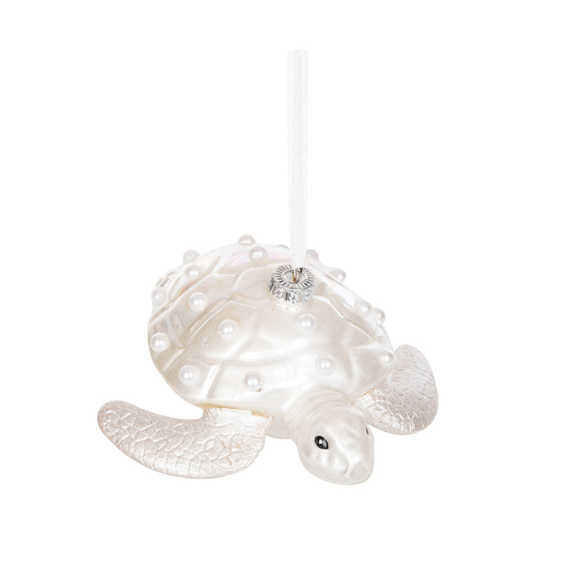 Blown Glass White Sea Turtle Orn