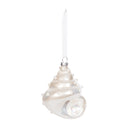Blown Glass White Shell Orn