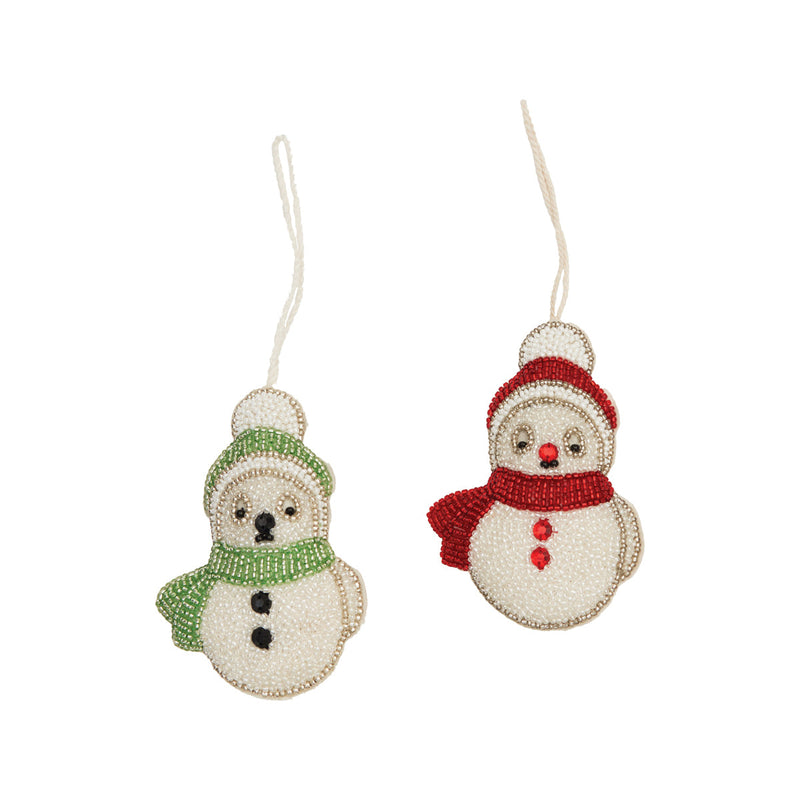 Beaded Snowman Orn, A/2
