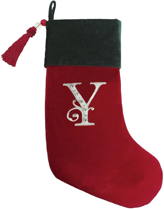 Classic red and green velvet Christmas stocking, finished with a decorative tassel. A perfect festive touch for those who prefer a simple, elegant design.