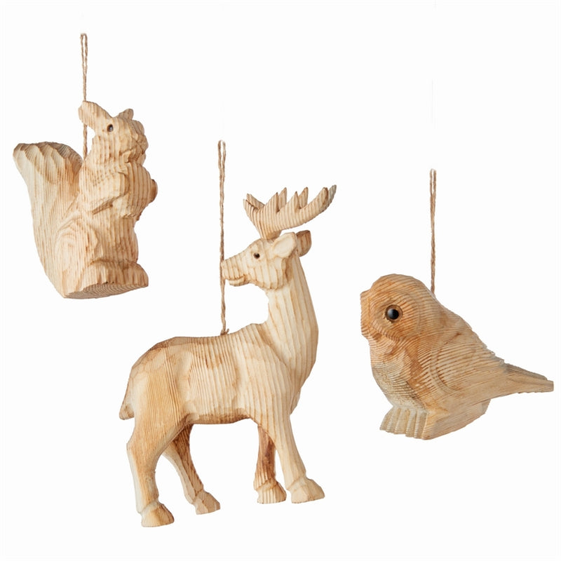 Wooden Woodland Creature Orns , Set of 3