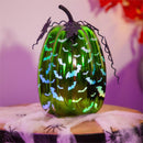 LED Glass Pumpkin ,Lime Green, Bats