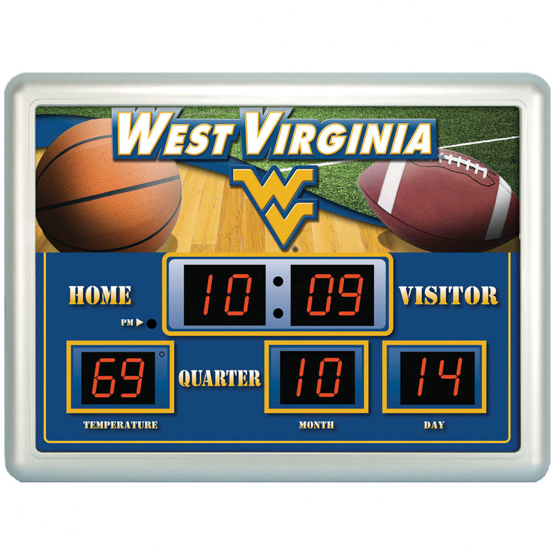 Evergreen ScoreBoard/Clock/Therm (NG)-West Virginia U, 20'' x 15.5'' x 3'' inches