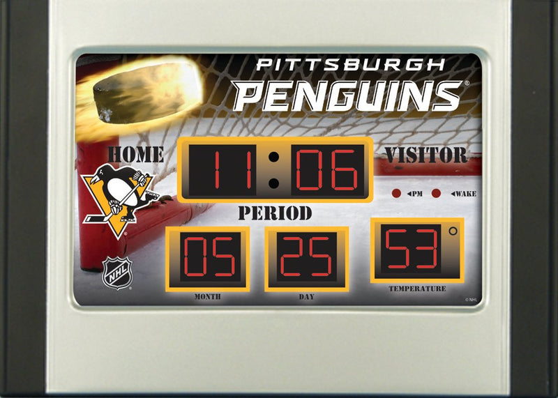 Evergreen Enterprises 6.5"x9" Scoreboard Desk Clock (NG)- Pittsburgh Penguins, 6.41'' x 3.3 '' x 9.21'' inches