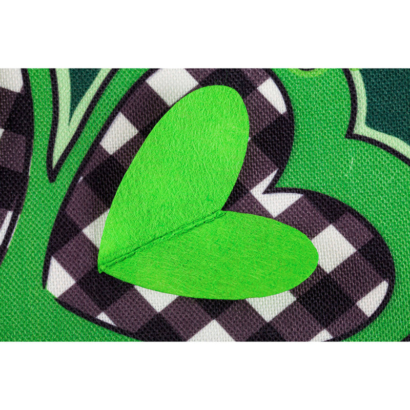 Shamrocks with Checks House Burlap Flag,13b10122