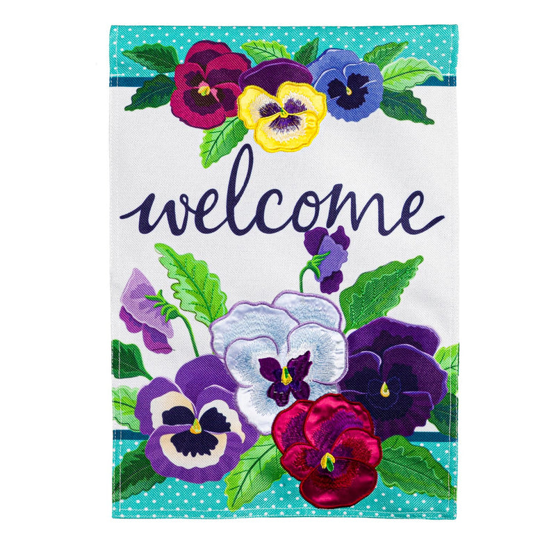 Evergreen Flag,Pansy Garden House Burlap Flag,0.25x28x44 Inches