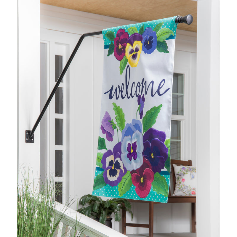 Evergreen Flag,Pansy Garden House Burlap Flag,0.25x28x44 Inches