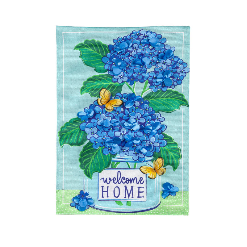 Evergreen House Flag,Welcome Home Hydrangeas Burlap House Flag,13B11779