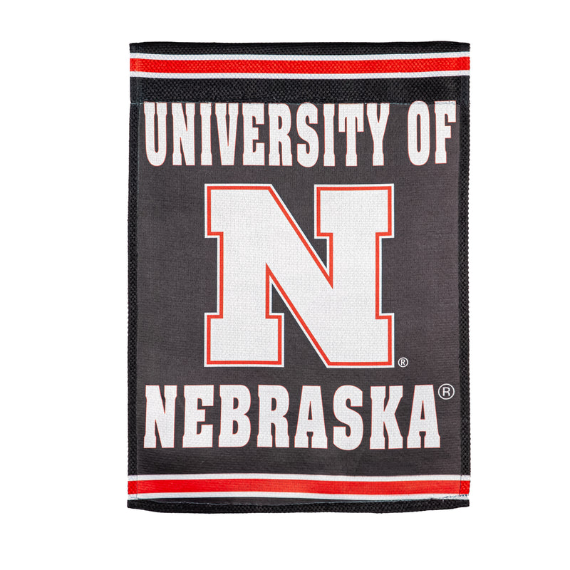 Evergreen Flag,Embossed Suede Flag, House Size, University of Nebraska,28x0.2x44 Inches