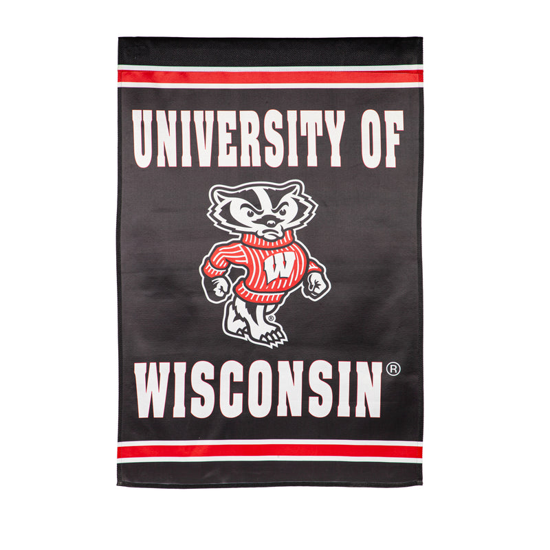 Evergreen Flag,Embossed Suede Flag, House Size, University of Wisconsin-Madison,28x0.2x44 Inches