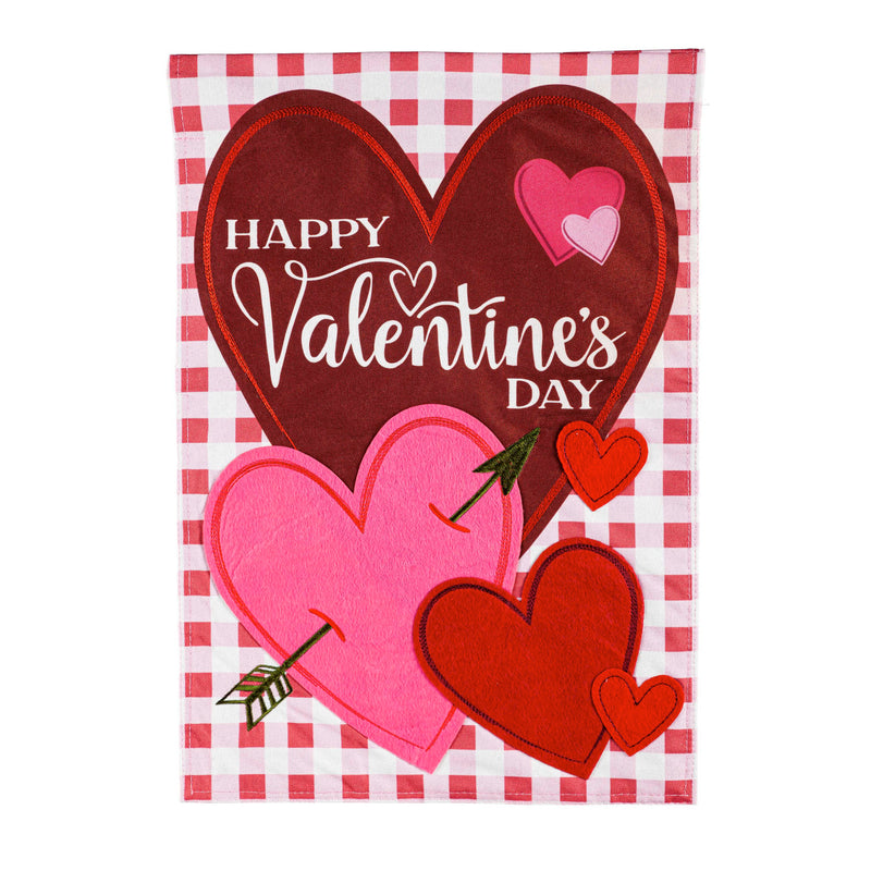 Valentine Hearts and Checks  House Linen Flag,13l10119