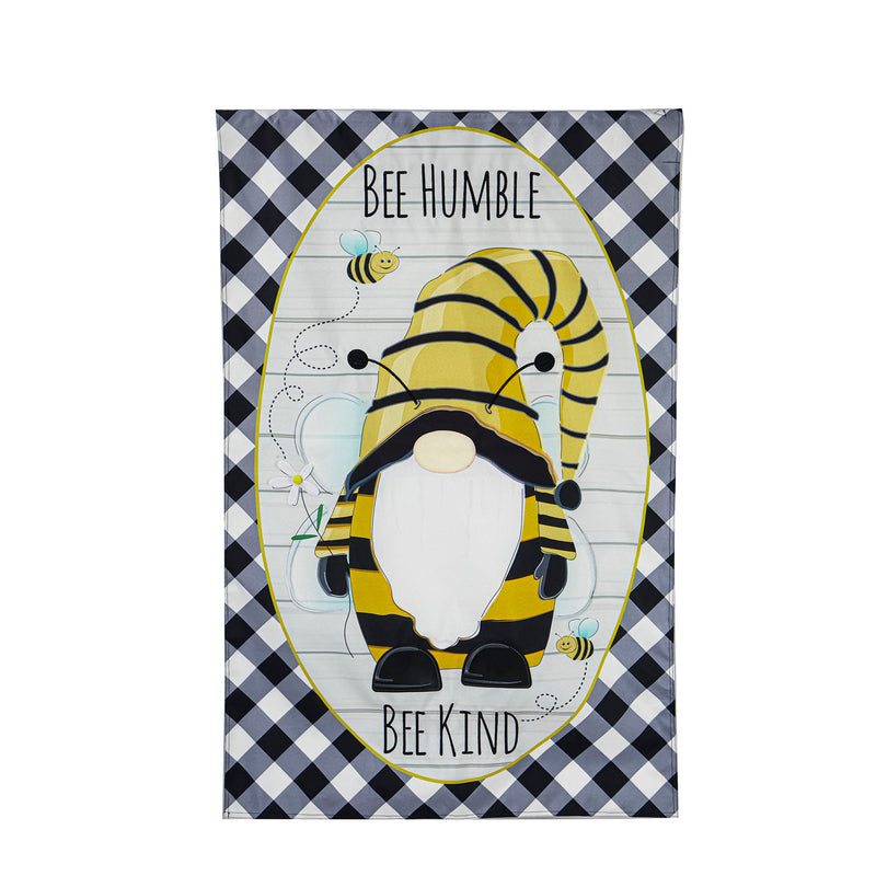 Evergreen Flag,Bee Humble Bee Kind Gnome House Linen Flag,28x0.5x44 Inches