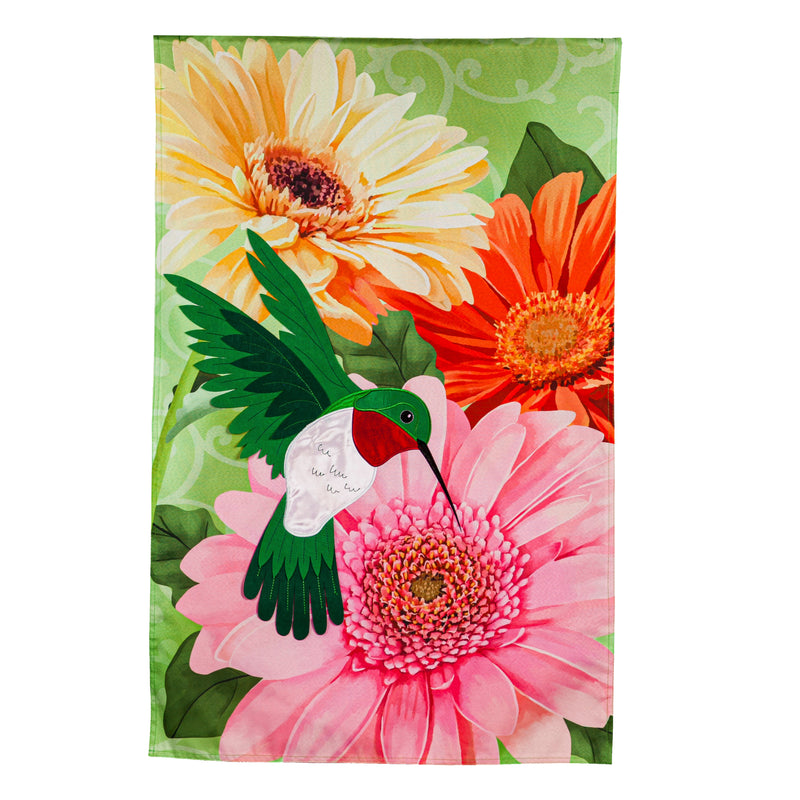 Evergreen Flag,Hummingbird and Daisy Trio House Linen Flag,28x44x0.5 Inches