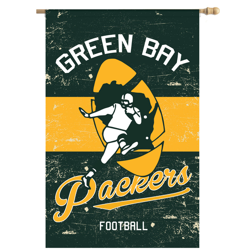 Evergreen Flag,Green Bay Packers, Vintage Linen REG,44x28x0.5 Inches