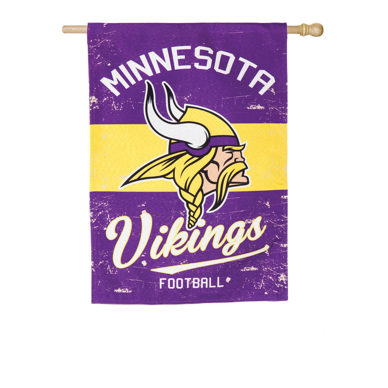 Evergreen Flag,Minnesota Vikings, Vintage Linen REG,44x0.1x28 Inches