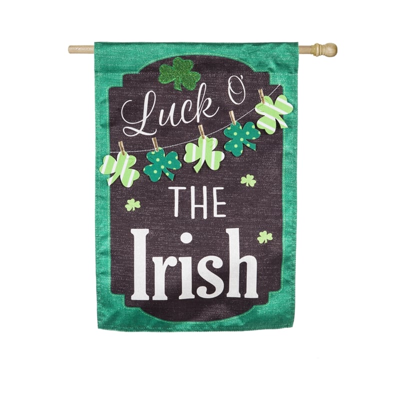 Evergreen Flag,St. Patrick's Day Chalkboard House Linen Flag,28x44x0.5 Inches