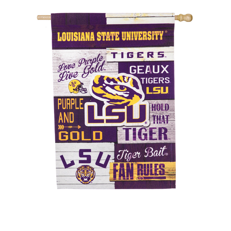 Evergreen Flag,Louisiana State University, Linen Fan Rules REG,28x44x0.2 Inches