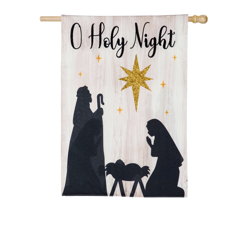 Evergreen Flag,Nativity Silhouette House Linen Flag,28x44x0.5 Inches