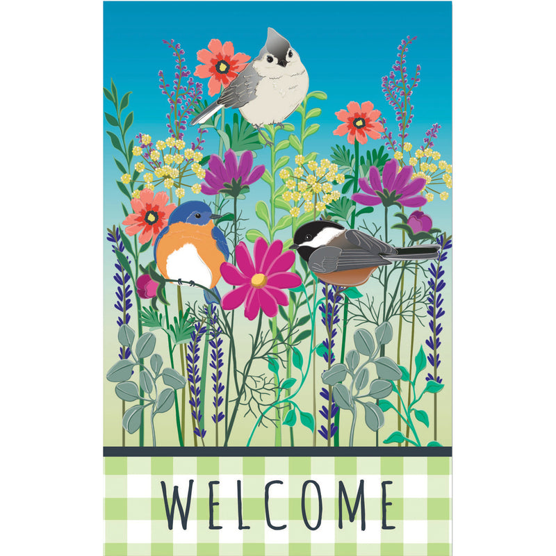 Evergreen Flag,Wild Flowers Welcome House Linen Flag,44x28x0.5 Inches