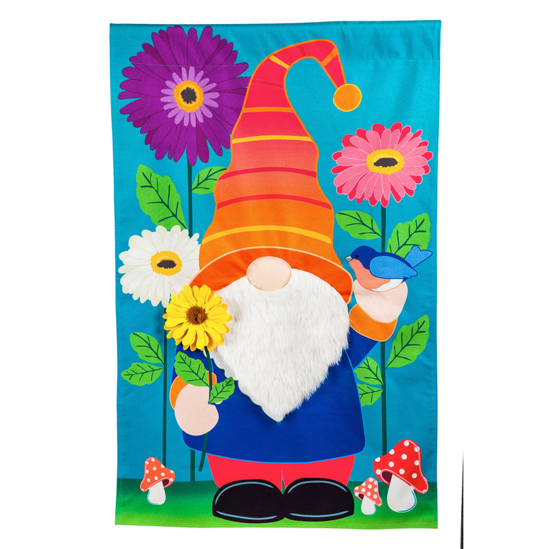 Evergreen Flag,Garden Gnome House Linen Flag,44x28x0.5 Inches