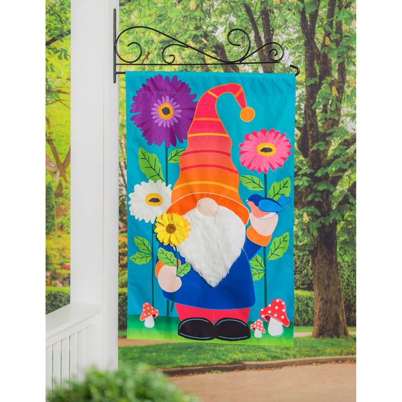 Evergreen Flag,Garden Gnome House Linen Flag,44x28x0.5 Inches